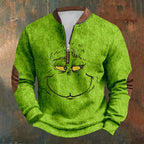 Unisex Long Sleeve Half-zip Crew Neck Sweatshirt - Random Style