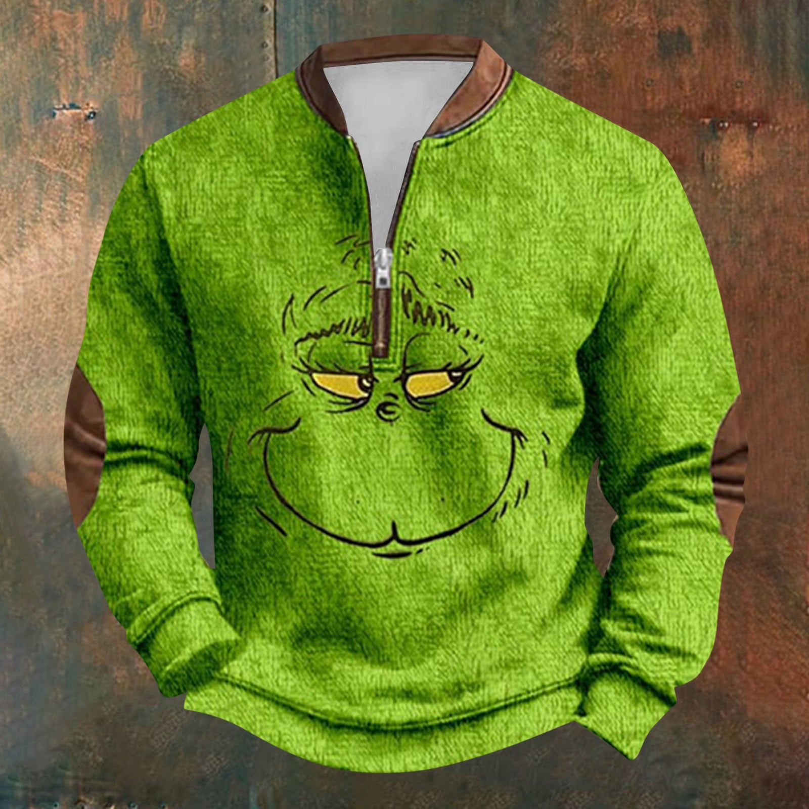 Unisex Long Sleeve Half-zip Crew Neck Sweatshirt - Random Style