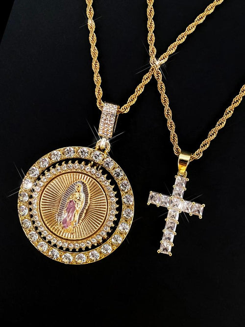 ✝️Cross & Virgin Mary Necklace – Faith, Strength, and Quiet Protection