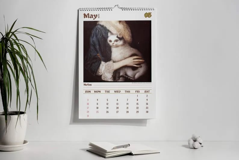🗓️Weird cats in renaissance 2026 Wall Calendar