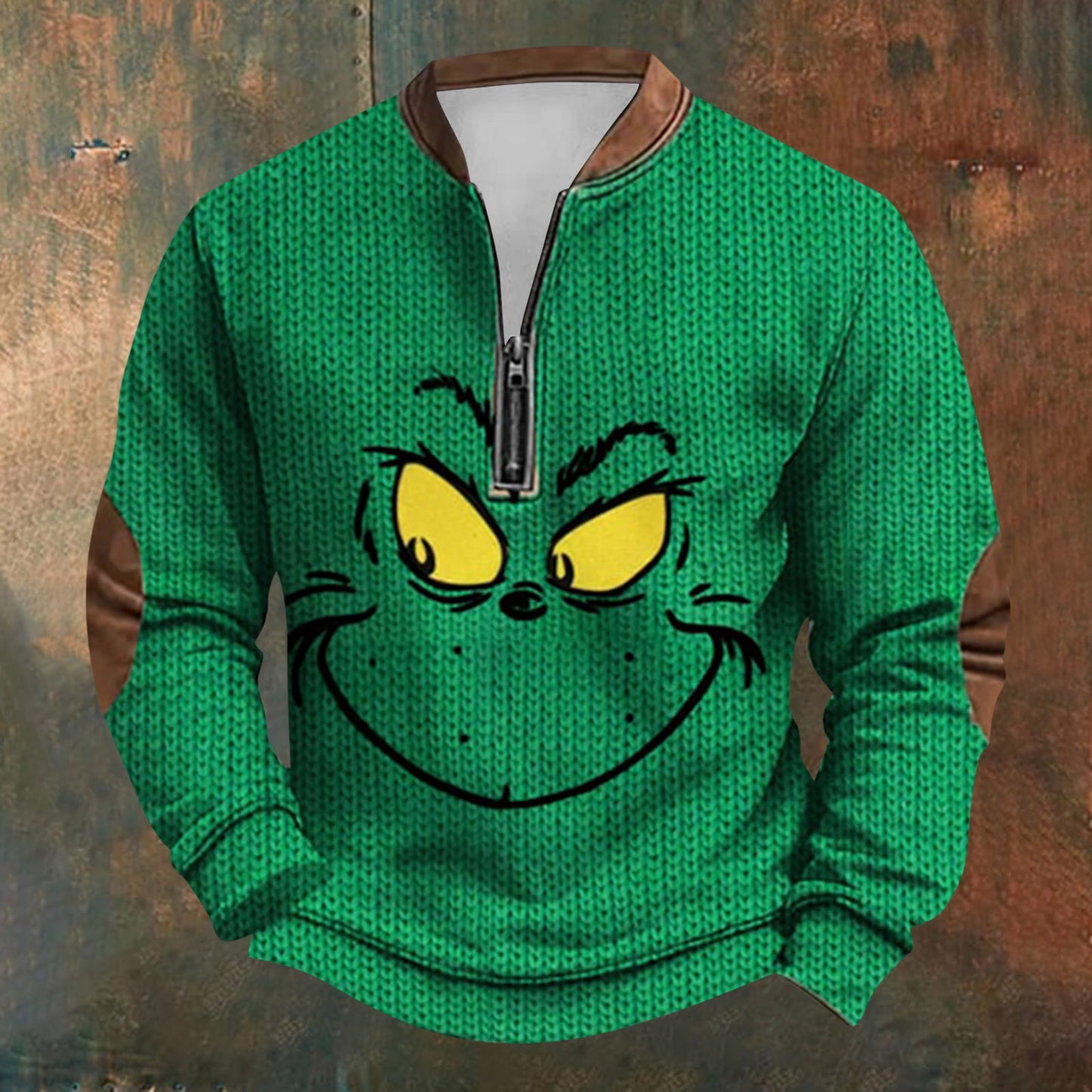 Unisex Long Sleeve Half-zip Crew Neck Sweatshirt - Random Style