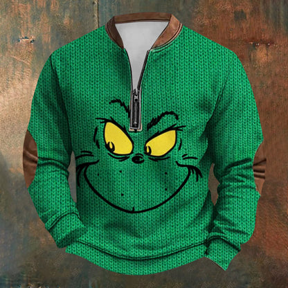 Unisex Long Sleeve Half-zip Crew Neck Sweatshirt - Random Style