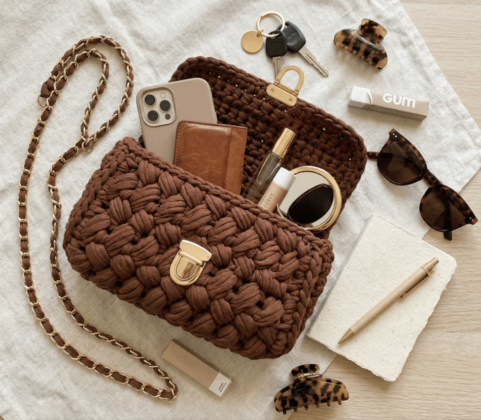 🧶 Handmade by Marcus: Signature Handwoven Crochet Bag – Luxury Artisan Craftsmanship with Gold Accents – Unique Gift for Her ✨