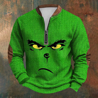 Unisex Long Sleeve Half-zip Crew Neck Sweatshirt - Random Style