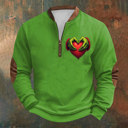 Unisex Long Sleeve Half-zip Crew Neck Sweatshirt - Random Style