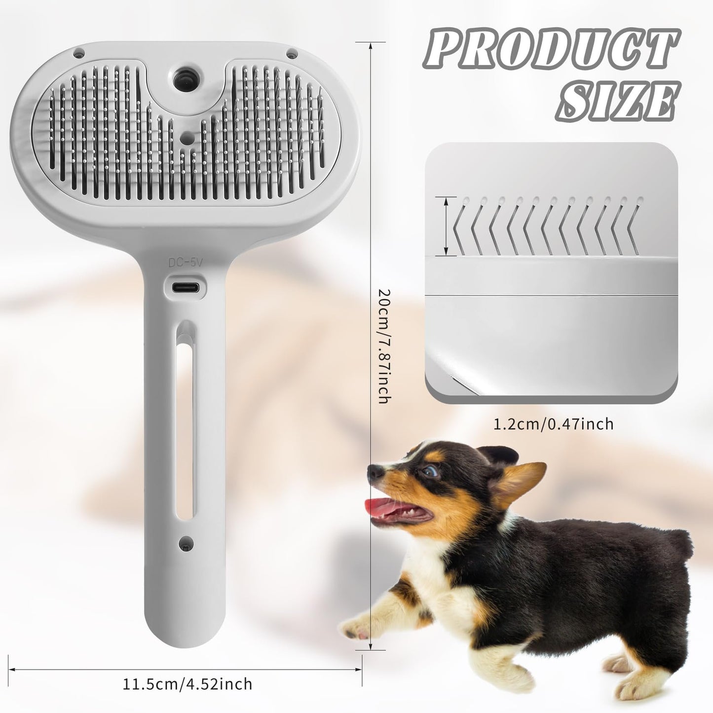 Self-Cleaning Spray Cat Brush for Shedding