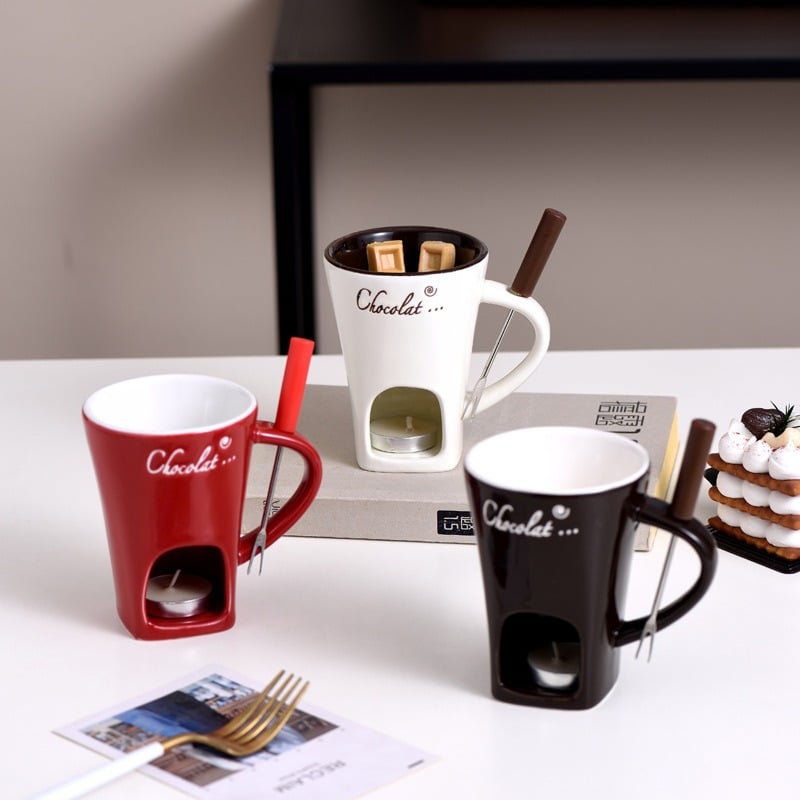 🍫 Handmade Chocolate Melting Mug – The Cozy Fondue Experience