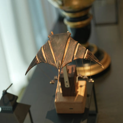 🔥Black Friday Hot Deals Upgraded Version Handmade Wooden Electric Bionic Manta Ray Ornament