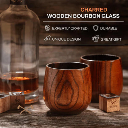 Handmade and Charred Drinking Vessel -Original Wooden Bourbon Drinking Glass
