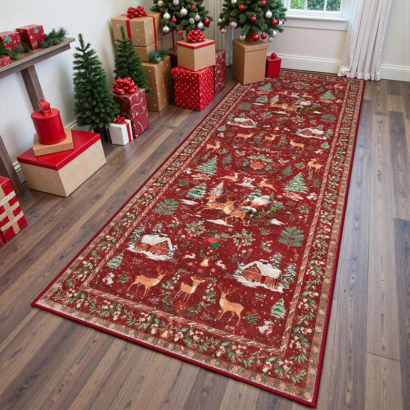 🎄🔥Soft Christmas Tree Santa Claus Carpet Runner