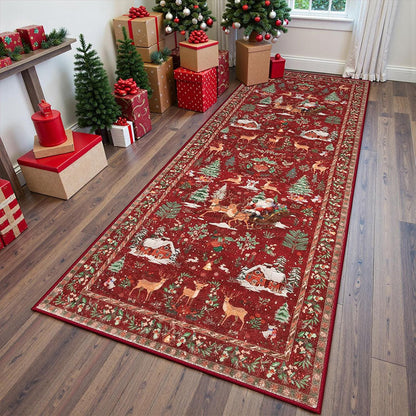 🎄🔥Soft Christmas Tree Santa Claus Carpet Runner