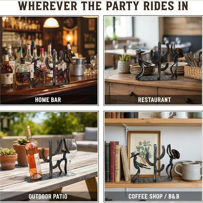 Western Cowboy & Cactus Wine Bottle Holder