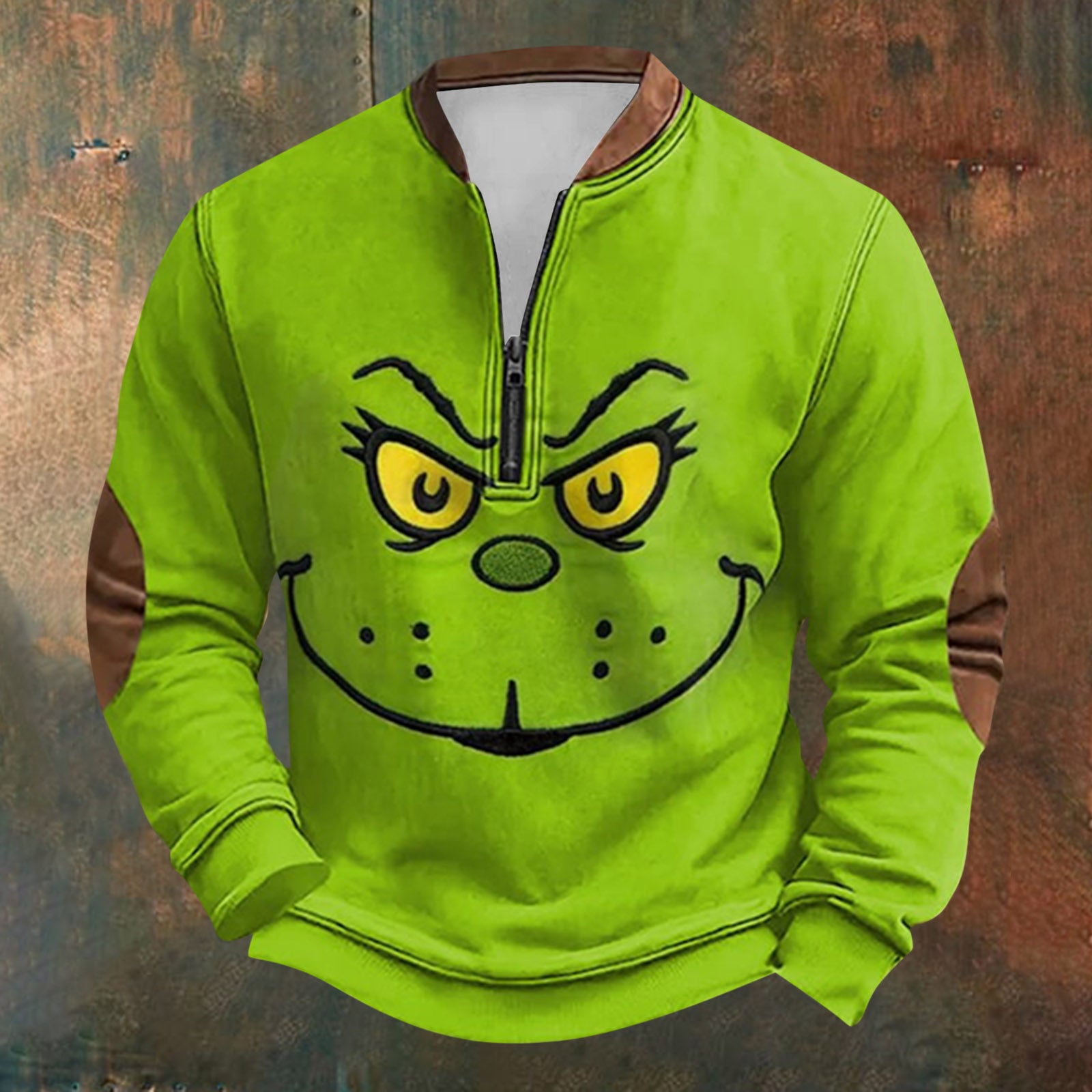 Unisex Long Sleeve Half-zip Crew Neck Sweatshirt - Random Style