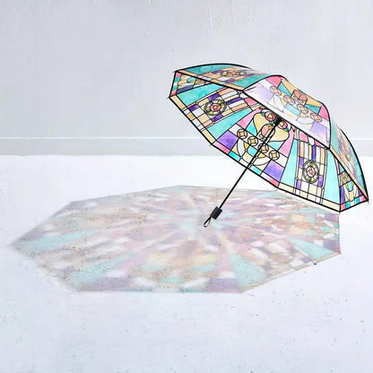 🏆 50K+ SOLD!🔥Vintage Stained Glass Automatic Umbrella