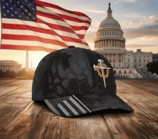 🔥🔥Jesus 3 Nail Crown of Thorns printed Typhoon Adjustable Christian Hat✝️