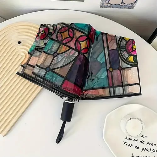 🏆 50K+ SOLD!🔥Vintage Stained Glass Automatic Umbrella