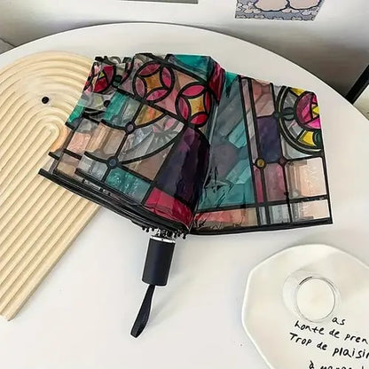 🏆 50K+ SOLD!🔥Vintage Stained Glass Automatic Umbrella