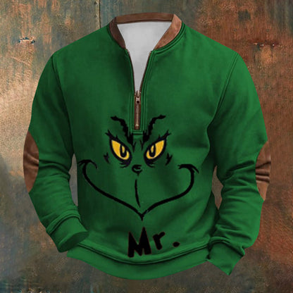 Unisex Long Sleeve Half-zip Crew Neck Sweatshirt - Random Style