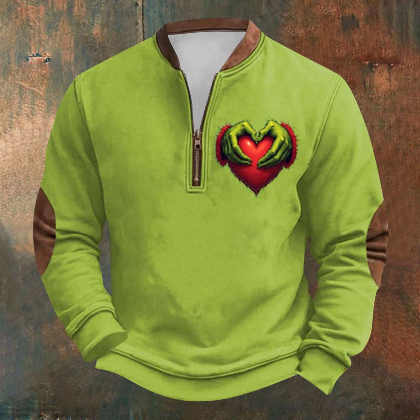 Unisex Long Sleeve Half-zip Crew Neck Sweatshirt - Random Style