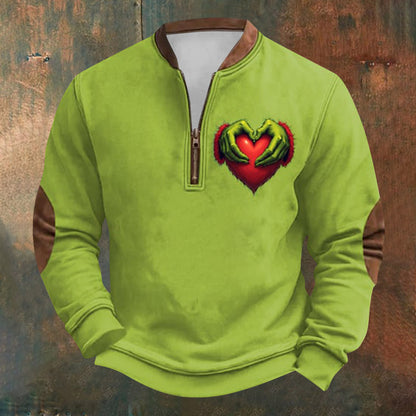 Unisex Long Sleeve Half-zip Crew Neck Sweatshirt - Random Style