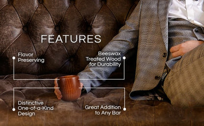 Handmade and Charred Drinking Vessel -Original Wooden Bourbon Drinking Glass