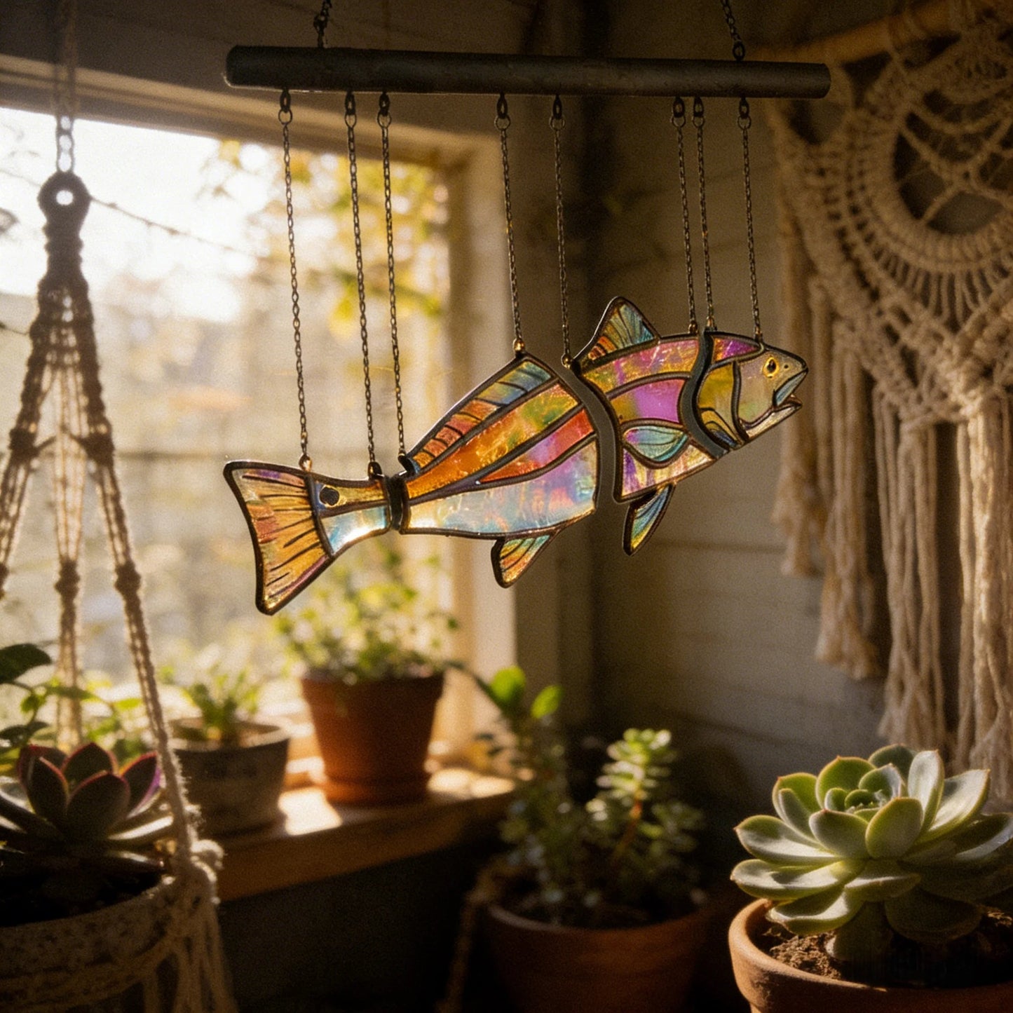 🔥Last Day 50% OFF - ✨Handcrafted Stained Glass Red Drum-The Illusion of Swimming