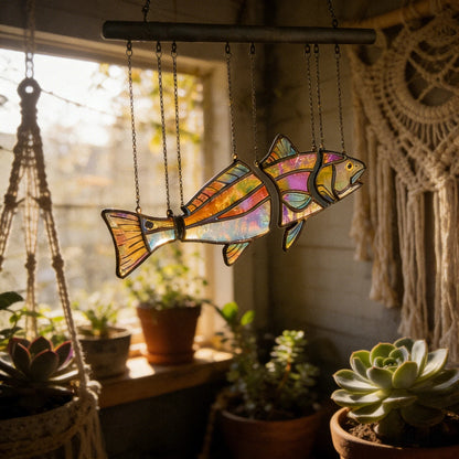 🔥Last Day 50% OFF - ✨Handcrafted Stained Glass Red Drum-The Illusion of Swimming