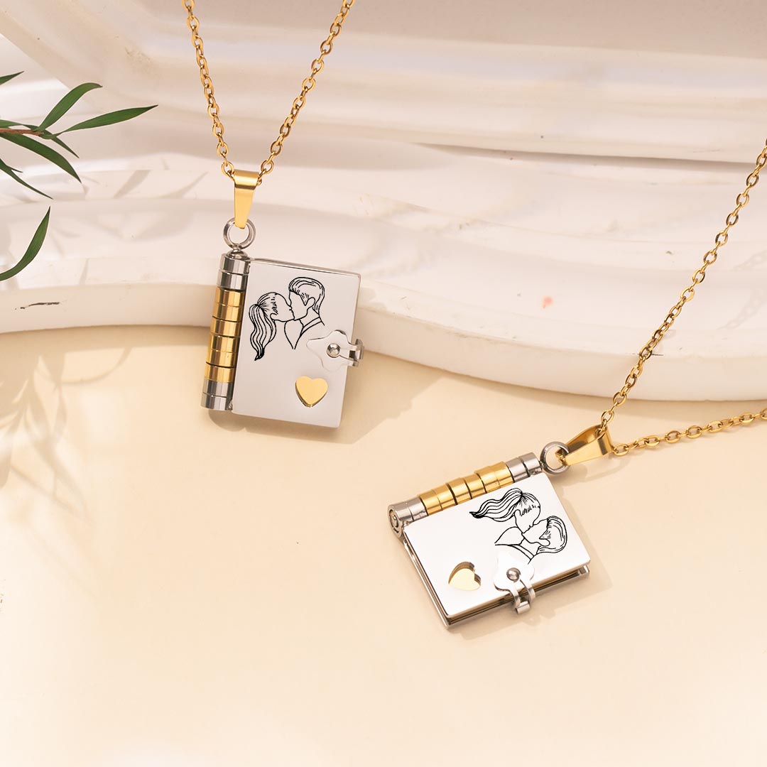 For Love - I Love You Book Necklace