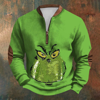 Unisex Long Sleeve Half-zip Crew Neck Sweatshirt - Random Style