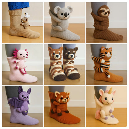 🎅Christmas Eve Sale 49% OFF🧦Hand Crocheted 3D Animal Socks