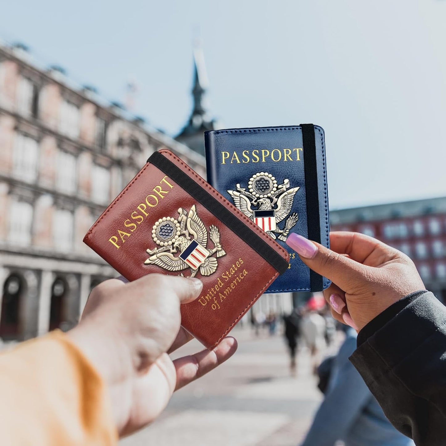 🏆35K+ SOLD!🦅Metal USA Badge Passport Holder Wallet Case - RFID Blocked, Travel Essentials Cruise Essentials