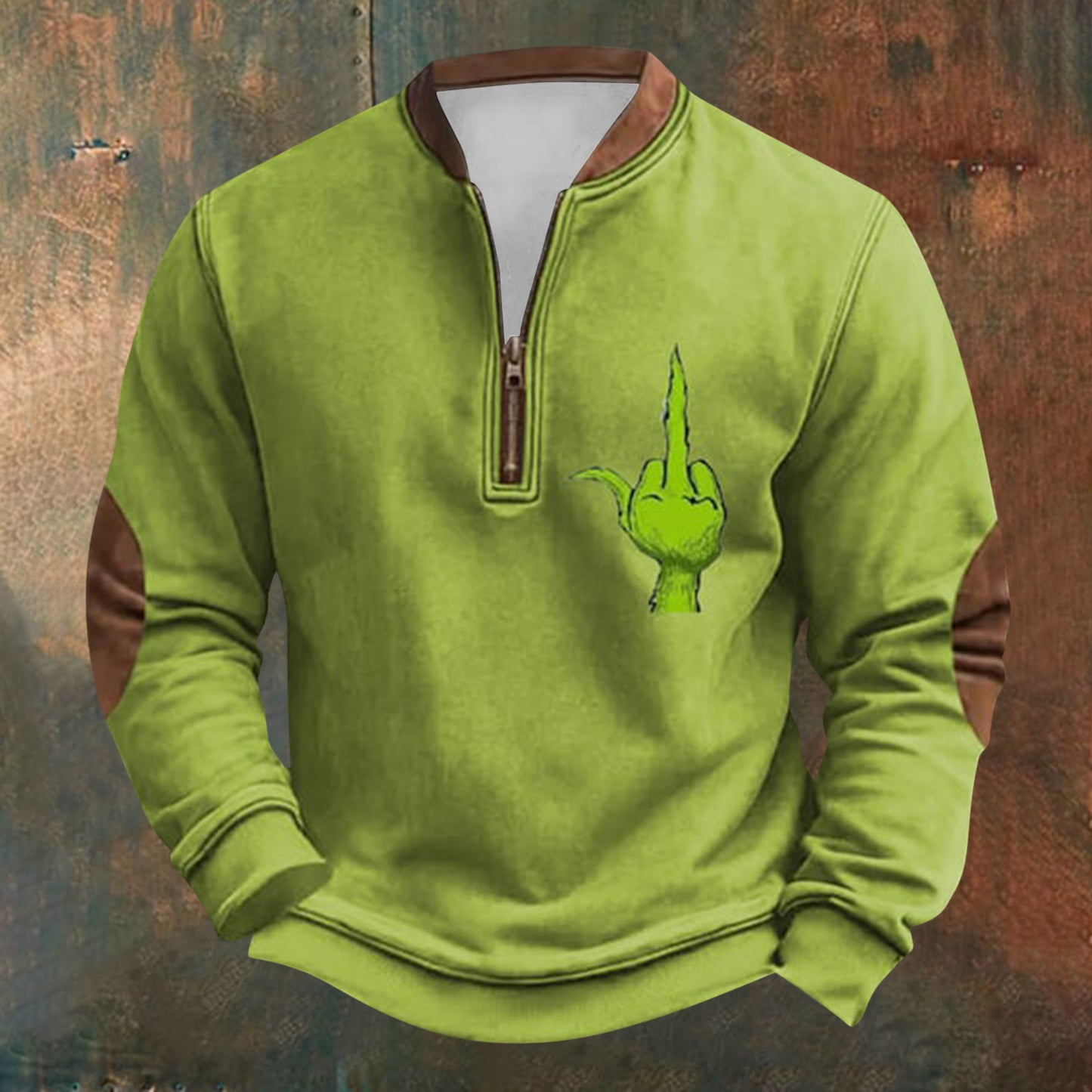 Unisex Long Sleeve Half-zip Crew Neck Sweatshirt - Random Style