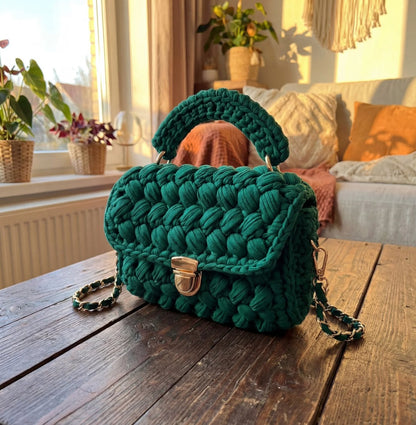 🧶 Handmade by Marcus: Signature Handwoven Crochet Bag – Luxury Artisan Craftsmanship with Gold Accents – Unique Gift for Her ✨