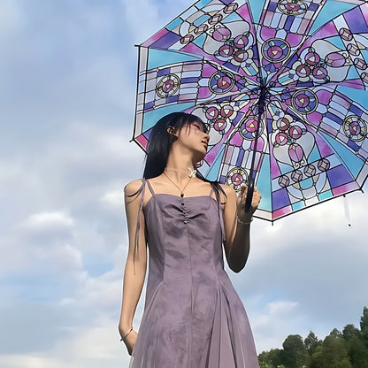 🏆 50K+ SOLD!🔥Vintage Stained Glass Automatic Umbrella