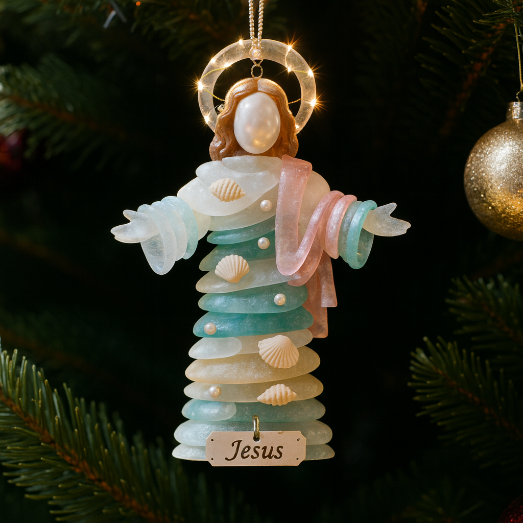 🎄Christmas Hot Sale 49% Off -💝Handmade Radiant Sea-Glass Jesus Ornament