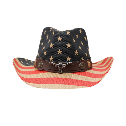 VINTAGE Cowboy & Cowgirl USA Flag Hat - (unisex)