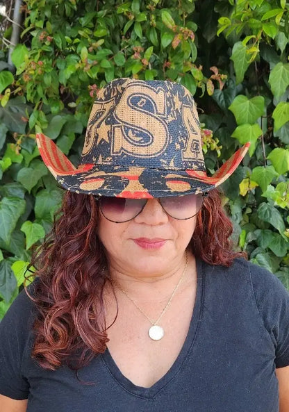 VINTAGE Cowboy & Cowgirl USA Flag Hat - (unisex)
