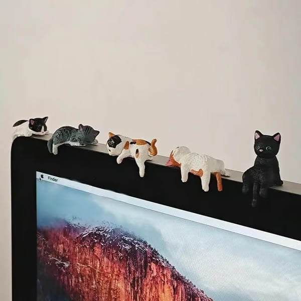 🐱✨ Mini Cat Desk Figurines – Set of 5 Adorable Handcrafted Kittens for Your Workspace 🖥️💕