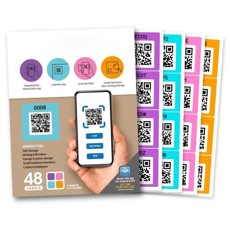 🏆35K+ SOLD! Original Color-Coded Scannable QR Labels (48 Pack)