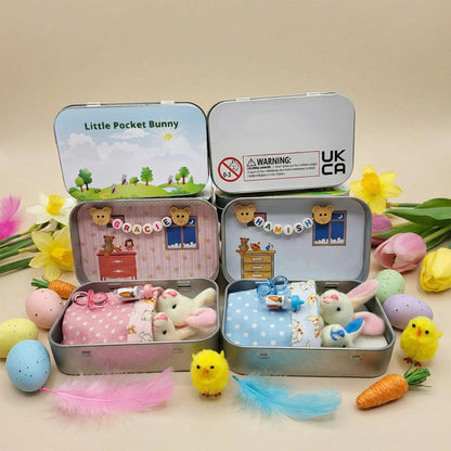 ✨🐇Mother & Baby Bunny "Pocket Hug" – The Ultimate Handmade Mini World in a Tin