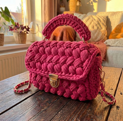 🧶 Handmade by Marcus: Signature Handwoven Crochet Bag – Luxury Artisan Craftsmanship with Gold Accents – Unique Gift for Her ✨