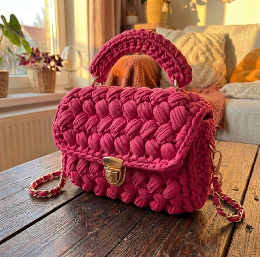 🧶 Handmade by Marcus: Signature Handwoven Crochet Bag – Luxury Artisan Craftsmanship with Gold Accents – Unique Gift for Her ✨