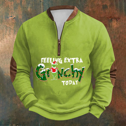 Unisex Long Sleeve Half-zip Crew Neck Sweatshirt - Random Style