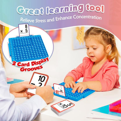 Math Flash Cards + Math Board, Math fidget toys,Times Table Chart, POP Fidget chart,Math Manipulatives Division, Addition, Subtraction Math Games