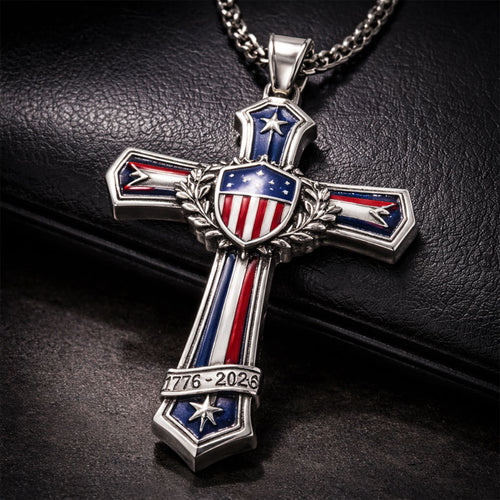 🇺🇸✝️ 50th Anniversary Patriotic Cross Necklace – Faith & Freedom