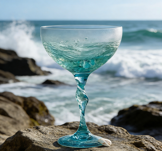 🌊🍷 Ocean Wave Sea Glass Wine Glass🌊