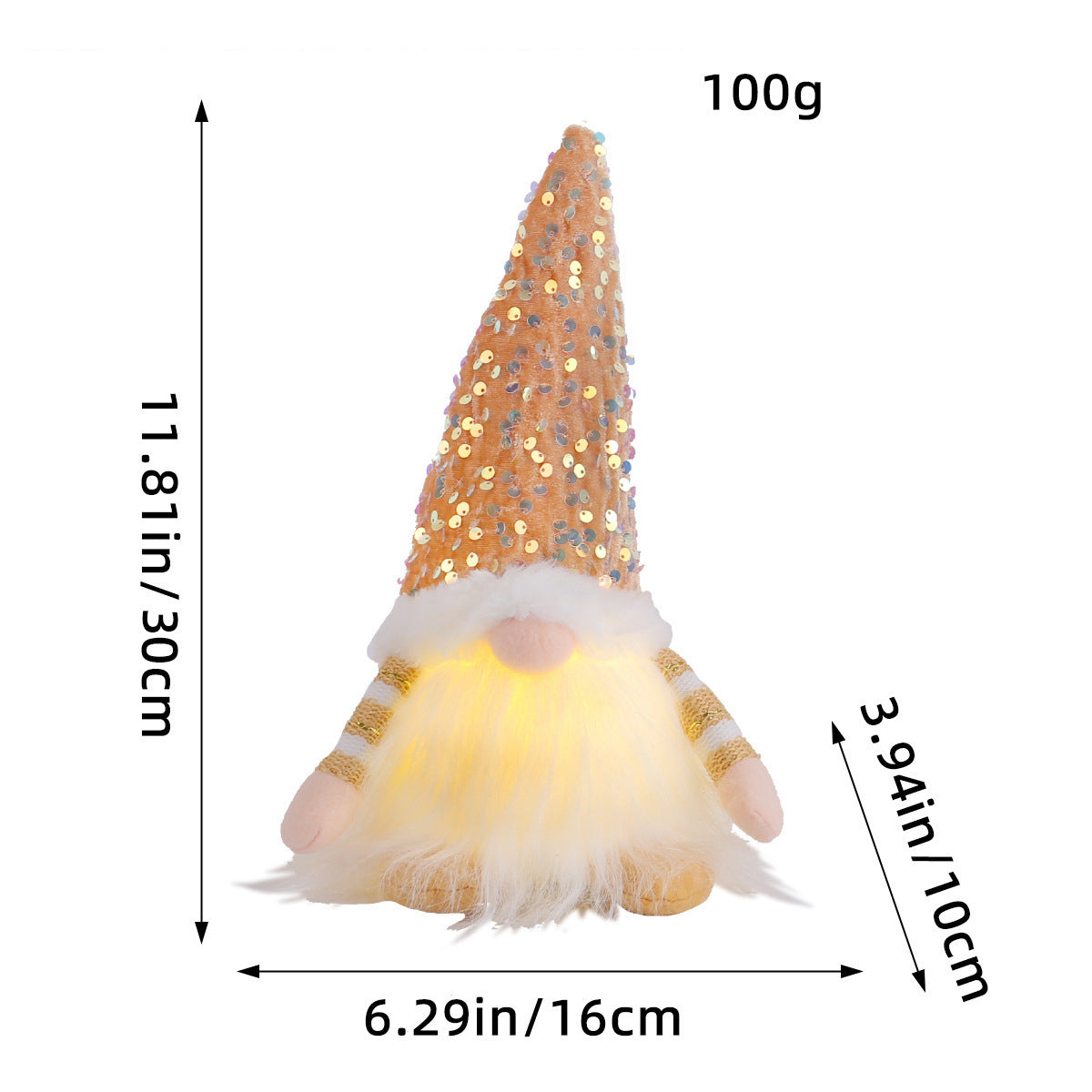 Gold sequined hat glowing doll