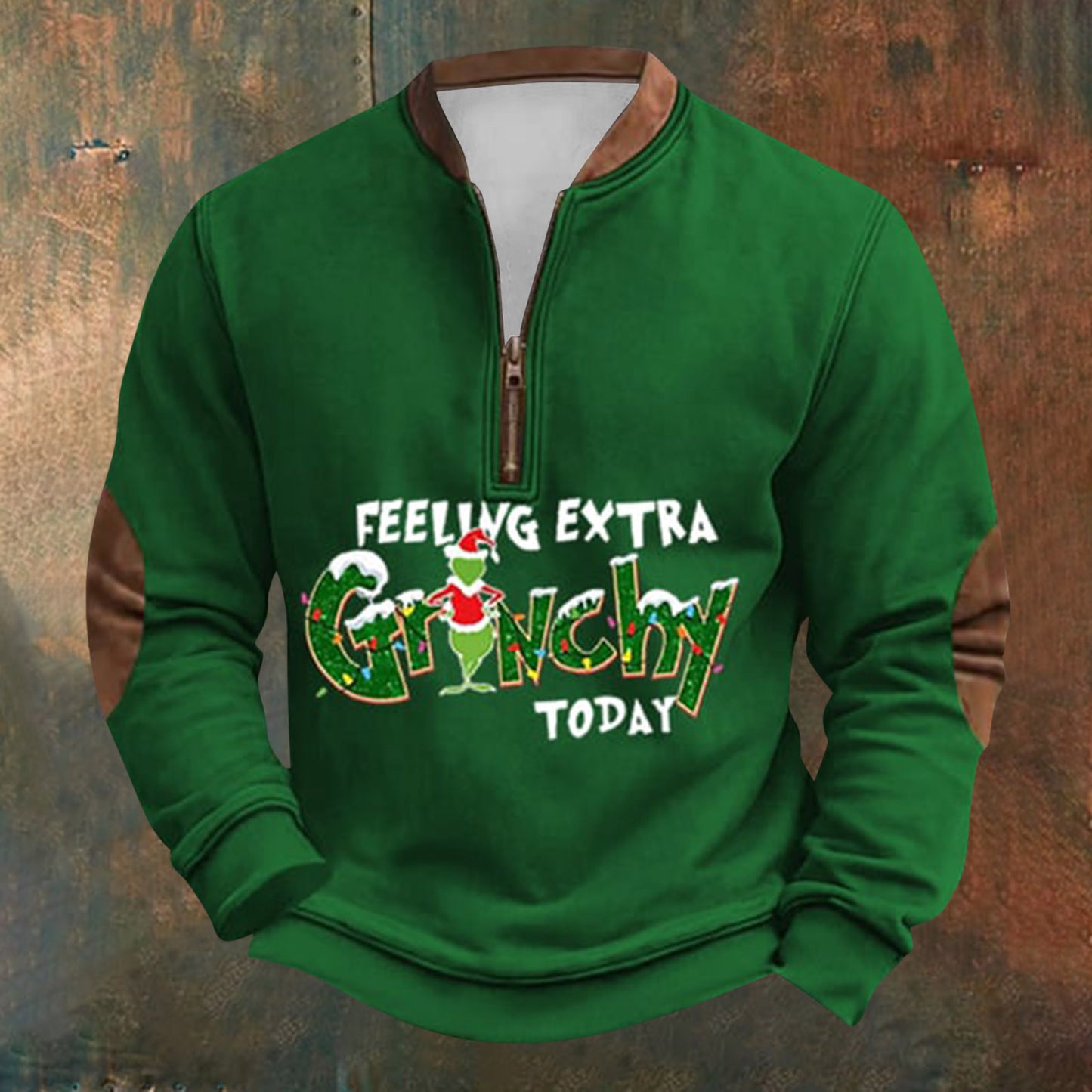 Unisex Long Sleeve Half-zip Crew Neck Sweatshirt - Random Style