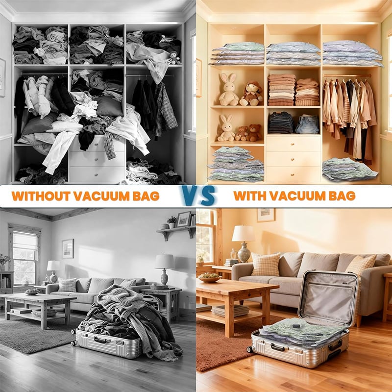 🔥 LAST DAY 49% OFF-Cordless Travel Vacuum Storage Compression Bag Set