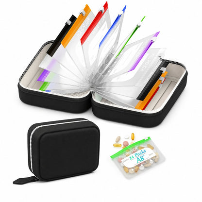 🏆Flash Sale⚡Waterproof Pill Organizer Pouch Set – 14 Removable, Color-Coded Bags, Easy to Label & Refill🔥